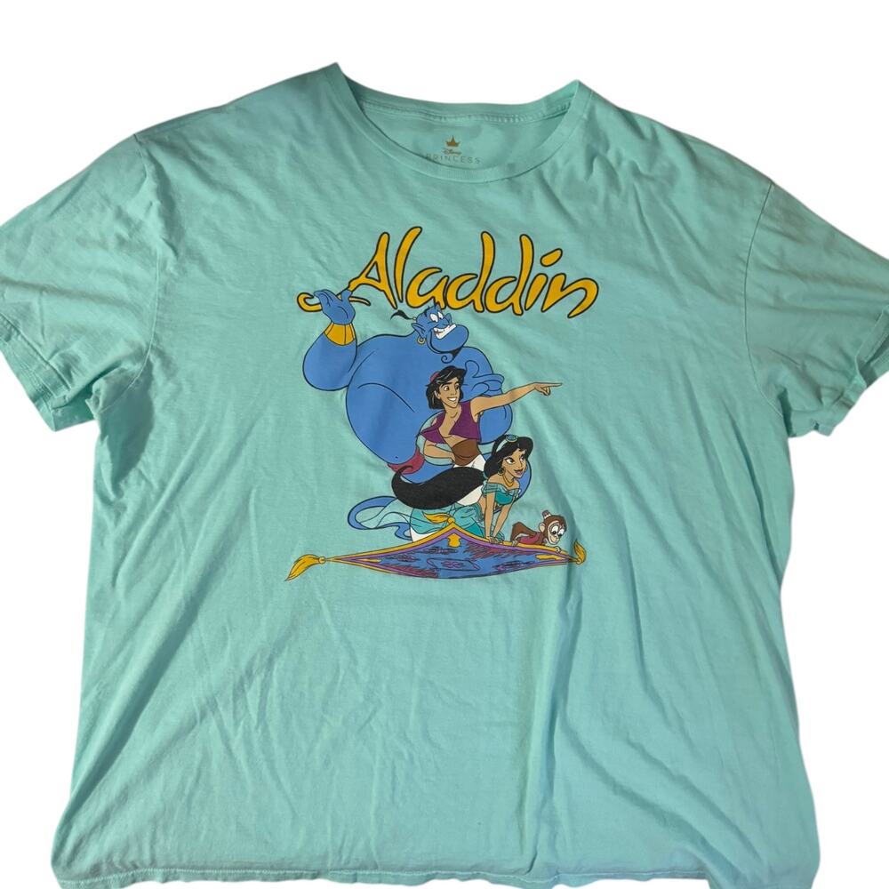 Disney Aladdin Genie & Jasmine T Shirt Light Blue 2XL